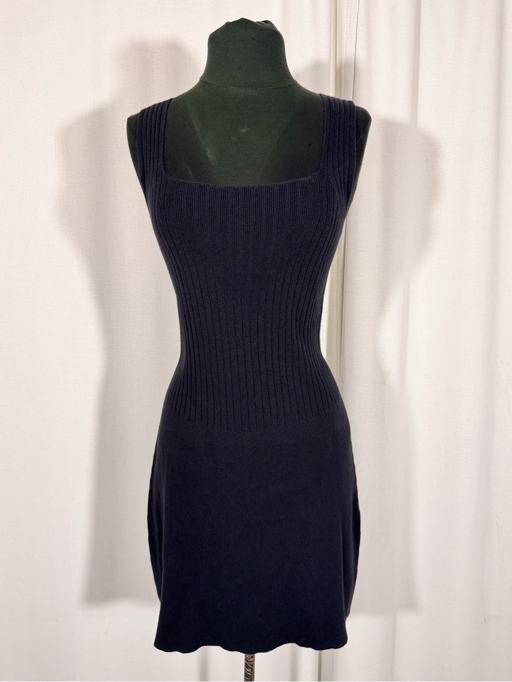 Vintage 90s DKNY Black Knit Mini Dress in